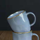 famiware Coffee Mugs Set of 4, Ocean Square 13oz Coffee Cup Set with Handle for Cocoa, Milk, Hot Chocolate, Tea, Water, Stoneware Cups for Kitchen, Microwave and Dishwasher Safe, Blue by CozyNest Decor