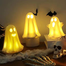 [Timer] Light Up Ghost Halloween Decor, 3 Pcs Ceramic Halloween Ghost Decorations Indoor, Cute White Ghost Figurines Statue for Indoor Decor Home Table (A) by CozyNest Decor
