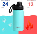 DRINCO Stainless Steel Water Bottle Spout Lid Vacuum Insulated Double Wall Water Bottle Wide Mouth (40oz 32oz 22oz 18oz 14oz) Leak Proof Keeps Cold or Hot (14 oz, 14oz Teal) by CozyNest Decor