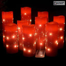 danip red flameless Candle, Built-in Star Cluster, 9 LED Candles, 11 Button Remote Control, 24-Hour Cycle Timer, Flashing Flame, Real Wax, Battery Powered. (Starry Sky Series) by CozyNest Decor
