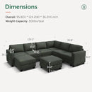 HONBAY Corduroy Sectional Couch with Storage U Shaped Sectional Sofa Modular Sectional Couches for Living Room, Green by CozyNest Decor