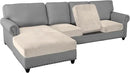 PrinceDeco Sectional Couch Covers 4 Pieces Couch Covers for Sofa Velvet Separate Couch Cover L Shape for Left/Right Chaise(3 Seater + 1 Chaise,Ivory) by CozyNest Decor