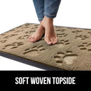 GORILLA GRIP 100% Waterproof All-Season WeatherMax Doormat US Designed Natural Rubber, Stain and Fade Resistant, Low Profile Indoor Outdoor Door Mats, Easy Clean Patio Mat, 17x29, Tan Pawprints by CozyNest Decor