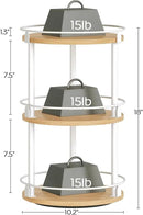 3-Tier Lazy Susan Organizer, Rotating Spice Rack, Spinning Organizer, Industrial Turntable Spice Rack Organizer for Cabinet, Kitchen Countertop, Pantry, White and Natural SR23WN by CozyNest Decor