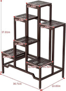 Plant Stand - Aluminum Indoor/Outdoor Flower Rack, Waterproof & Rust-Proof, Stable Support for Pots, Perfect for Living Room, Balcony, Garden, and Office (Brown, 6 Tier) by GreenHaven Gardens