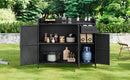K&K 47.5"W Wicker Outdoor Storage Cabinet with Tempered Glass Top by HouseOfZazla