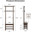Hall Tree, Coat Rack with Shoe Storage, Wooden Hall Tree with Bench, 11 Hooks and 2-Tier Storage Shelves, Entryway Bench with Coat Rack (23.6" - Deep Walnut) by CozyNest Decor