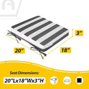 AAAAAcessories Outdoor Seat Cushions for Chairs, Waterproof, Fade-Resistant Patio Furniture Replacement Cushions, 20" x 18" x 3", Set of 2, Gray Cabana Stripe by GreenHaven Gardens