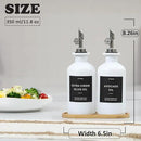 HOMCDALY Olive Oil Dispenser for Kitchen, 11.8oz Glass kitchen Dispenser Bottle, White Oil&Vinegar Cruet Set, Leakproof Oil Bottle for Cooking| Set of 2 (11.8oz – White)