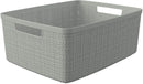 Curver Jute Decorative Plastic Organization and Storage Basket Perfect Bins for Home Office, Closet Shelves, Kitchen Pantry and All Bedroom Essentials, (Set of 6), Grey, Medium by TinyTreasures Baby Boutique