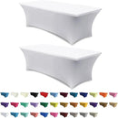 ABCCANOPY 2 Pack 6 FT Off White Spandex Table Cover Stretch Fitted Wrinkle Resistant Tablecloth Reuse for Rectangular Folding Table Patry Event Wedding Banquet Protector by CozyNest Decor