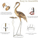 Large Heron Garden Statue, 42'' Crane Outdoor Statue with Birdbath, Crane Metal Yard Art for Porch Backyard Patio Lawn Decor (Golden) by GreenHaven Gardens