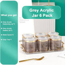 Acrylic Condiment Spice Jars,Condiment Spice Box With Lids and Spoons and Tray,Clear Plastic Condiment Canisters,Seasoning Box 6 Pack,Seasoning Box Set for Kitchen to Storage Salt,Paprika,Sugar by CozyNest Decor