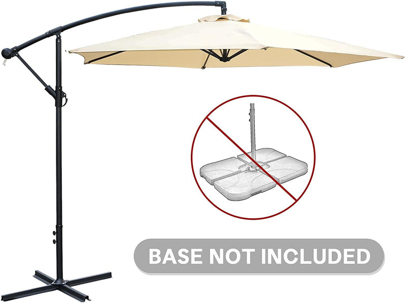 Cantilever Hanging Umbrella Rotation Patio Offset Umbrella without Weight Base, Beige