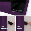 ChrisDowa 100% Blackout Curtains for Bedroom with Black Liner, 2 Thick Layers Total Blackout Thermal Insulated Grommet Window Curtains 2 Panels Set (Royal Purple, 52 x 45 Inch) by TinyTreasures Baby Boutique