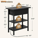 End Table with Charging Station, Flip Top Side Table with USB Ports and Outlets, 3-Tier Small Side Table with Storage for Small Space, End Tables for Living Room/Bedroom, Black by CozyNest Decor
