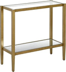Henn&Hart 24" Wide Rectangular Side Table with Glass Shelf in Antique Brass, Table for Living Room, Bedroom by CozyNest Decor