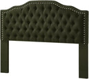 24KF Upholstered Button Tufted Queen Headboard with Nailhead Trim, Elegant Boucle Fabric Full headboard, 6031-Q-Boucle-Dark Green by CozyNest Decor