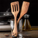 7 Pcs Acacia Wood Cooking Utensils Set Large Wooden Spoons for Cooking Spatula Salad Mixing Spoon Non Toxic Utensil for Kitchen Use Spatulas Non Stick Turner Slotted Serving Spoon Kitchen Utensils by CozyNest Decor
