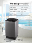 17.7 lbs Full-Automatic Washing Machine with LED Display, Portable Compact Laundry Washer with Drain Pump, 10 Wash Programs 8 Water Levels, Grey by CozyNest Decor