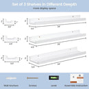 Picture Ledge Shelf for Wall, 24 inches Solid Pine Wood Nursery Book Shelves 3 Packs, Floating Ledge Shelves for Kids' Room Bedroom Bathroom Living Room Photo Frames Office Nursey Wall Decor, White by TinyTreasures Baby Boutique