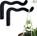 2-Piece Set of Wavy Wooden Wall Planters for Indoor Plants 6 Inch - Natural Plant Hook for Wall Plant, Wind Chimes, Flower Brackets, Patio Garden Decorations - Bracket Plant Hanger (Black) by GreenHaven Gardens