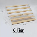 nianfeng Tiered Spice Rack, 6-Tier Spice Pantry Kitchen Cabinet Organizer, 19.9-Inch, Natural Wood Acrylic Stair Riser Stand, Countertop Seasoning Shelf by CozyNest Decor