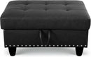 Ottoman Rectangular Storage Ottoman Bench, Faux Leather Footrest, Coffee Table, Stool Footstool with Hinged Lid for Living Room, Bedroom, Entryway, Black, 28.5"x19"x17.5" by CozyNest Decor