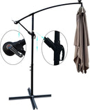 10x6.5FT Patio Umbrella, Outdoor Offset Umbrella with Cross Base and Crank, Rectangular Cantilever Umbrella with Solar Lights, Hanging Market Umbrella with 6 Rids for Pool, Deck, Backyard (Mushroom) by GreenHaven Gardens