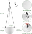 Hanging Planters for Indoor Outdoor Plants, Set of 2 Self Watering Hanging Pots with Drainage Hole & Plug and 20" Chain & Hooks by GreenHaven Gardens