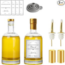 Olive Oil Dispenser Bottle for Kitchen, Clear Glass Oil and Vinegar Dispenser Set, Coffee Syrup Dispenser, Container With Metal Pour Spout, Airtight Lid, Funnel, Waterproof Labels (375ml-2 Pack) by CozyNest Decor
