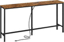 SUPERJARE Console Table with Outlet, 63 Inch Sofa Table with Charging Station, Narrow Entryway Table, Behind Couch Table, for Living Room, Plants - Rustic Brown by CozyNest Decor