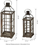 Glitzhome Farmhouse Oversized Wood Metal Lanterns Decorative Hanging Candle Lanterns Set of 2, Black (No Glass) by CozyNest Decor