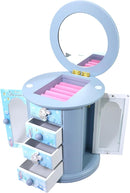 Girls Blue Cute Bunny Jewelry Box Organizer - Kids Gift for Little Girls by TinyTreasures Baby Boutique