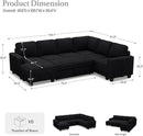 Belffin Corduroy Sleeper Sofa Bed with Storage Chaise Modular Sectional Sofa Couch with Pull Out Bed L Shaped Sectional Couches for Living Room Black Couch by CozyNest Decor