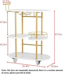 3 Tier Gold Bar Carts for Home Bar Serving Cart with Wheels, Heavy Duty Bar Wine Cart with Storage Shelves, for The Living Room, Kitchen, Bar, Party by CozyNest Decor