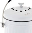 RED FACTOR Premium Compost Bin for Kitchen Countertop - Stainless Steel Food Waste Bucket with Innovative Dual Filter Technology - Includes Spare Filters (White, 1.3 Gallon) by GreenHaven Gardens