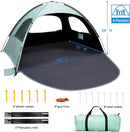 WhiteFang Beach Tent Anti-UV Portable Sun Shade Shelter for 3/4/6/8 Person, Extendable Floor with 3 Ventilating Mesh Windows Plus Carrying Bag, Stakes and Guy Lines by TinyTreasures Baby Boutique