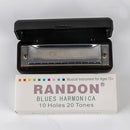 Randon Silver Harmonica Key of C, 10 Holes Diatonic Harmonicas for Adults/Kids/Beginners, Blues Harmonica as Gift, with Case, Clean Cloth and Manual by TinyTreasures Baby Boutique
