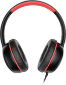 Kids Headphones Wired with Microphone, Over Ear 85/94dB Volume Limited Headphones with Share Port, Stereo Sound Foldable Headset for Teens/Boys/Girls-Black Red by TinyTreasures Baby Boutique