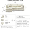 mopio Oversized Modular Sectional Sofa with Fully Removable Covers and Storage, Convertible U, L-Shaped and Sleeper Sectional, Modern Couches with Ottoman Chaise (Oat Fabric, 4 Seats, L) by CozyNest Decor