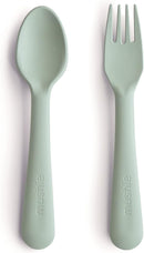 mushie Flatware Fork and Spoon Set For Kids | Made in Denmark (Sage) by TinyTreasures Baby Boutique
