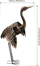 Regal Art & Gift Outdoor Garden Décor, Unique Bird Sculpture, Rustic Metal Bird Statues, Garden Ornaments, Bird Figurine for Lawn, Decorative Sculpture, Crane, Multi, Wings Down, 42" Height by CozyNest Decor