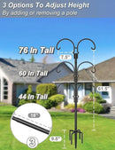 Outdoor Double Shepherds Hook with 5 Prong Base, 76 Inch Adjustable Heavy Duty Two Sided Bird Feeder Pole Stand for Hanging Plant Baskets, Solar Light Lanterns, Hummingbird Feeder, 1 Pack by GreenHaven Gardens