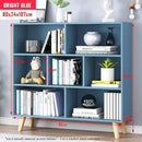 IOTXY Wooden Open Shelf Bookcase - 3-Tier Floor Standing Display Cabinet Rack with Legs, 7 Cubes Bookshelf, Bright Blue by CozyNest Decor