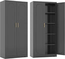 Metal Tall Black Cabinet, 71' Pantry Cabinet with Doors and 4 Adjustable Shelves, for Pantry, Laundry Room, Living Room, Dining Room by CozyNest Decor