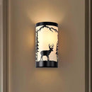Wall Light Fixtures,Deer Cream White Parchment Rustic Wall Sconces,Farmhouse E26 Base Wall Sconce Light,Industrial Metal Black Sconce,Wall Lamps for Bedroom,Living Room,Hallway,Stairway by CozyNest Decor