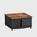 31.5" Lift Top Coffee Table with Storage, Farmhouse Coffee Tables for Living Room, Square Coffee Table with Large Hidden Storage Compartment, 2 Drawers & Removable Shelves, Black by CozyNest Decor