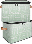 Custom Storage Basket with Name, Personalized Storage Bins with Zipper Lid, Foldable Fabric Storage Box Large capacity with Handle Green by TinyTreasures Baby Boutique