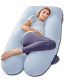 Meiz Pregnancy Pillow, Cooling Pregnancy Pillows for Sleeping, Maternity Pillow for Pregnant Women, Pregnancy Body Pillow with Cooling Jersey Cotton Cover, Blue by TinyTreasures Baby Boutique